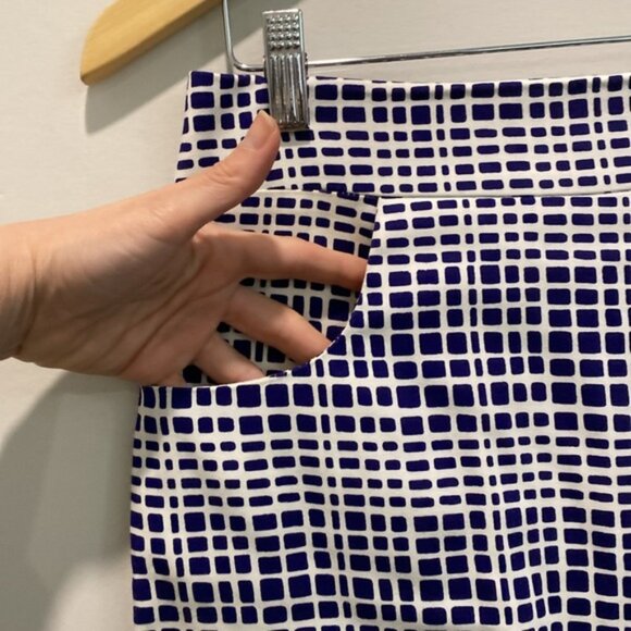 Aqua Navy and White Grid Pencil Skirt Size small - Picture 2 of 10